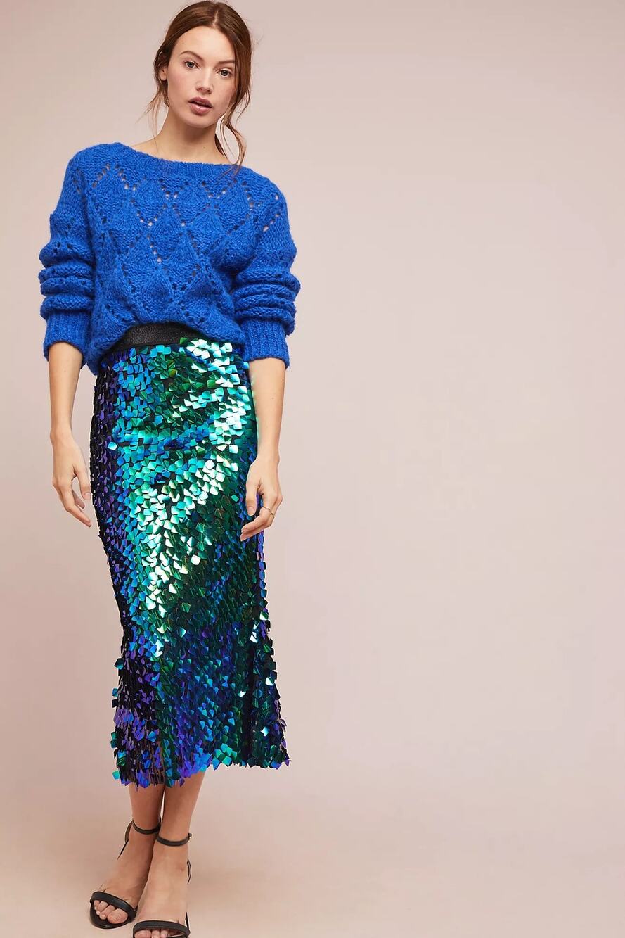 nwt ANTHROPOLOGIE x LENON sz L Iridescent Sequin Skirt